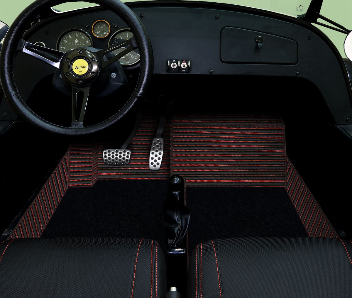 Double Layer Carbon Finish Vanderhall Floor Mats